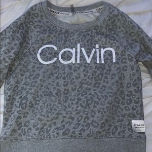 Calvin Klein lounge sweater in grey cheetah print
